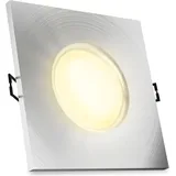 SSC-LUXon BEDA Einbau IP65 Deckenleuchte Alu gebürstet mit GU10 LED Birne dimmbar 6,5W warmweiß 230V - Feuchtraum LED Spot