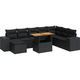 vidaXL Garten-Lounge-Set 9-tlg. schwarz