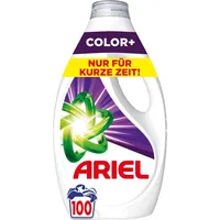 Ariel Flüssigwaschmittel, 100 Waschladungen Color+, Kraftvolle Fleckenentfernung