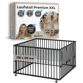 Sämann Laufgitter mit Matratze Cloud Air & Lattenrost | Black Edition | Premium | Gr.: 120x120 cm)