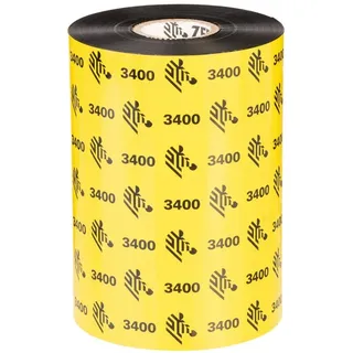 Thermotransferbänder, Zebra, 3400, Wachs/Harz, 60mm, 450m, Außen, Schwarz