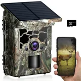 HAOYAO Solar Wildkamera 4K 46MP mit WLAN Bewegungsmelder Nachtsicht IP66 Wasserdicht Jagdkamera 0.3s Schnelle Trigger mit 32G Speicherkarte für Jagd Überwachung von Wildtieren Wildbeobachtung