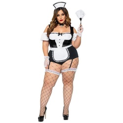 Leg Avenue Kostüm Sexy Dienstmädchen XXL Kostüm, Französisches Zimmermädchen Kostüm für üppigere Figuren schwarz