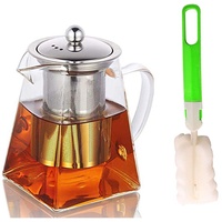 Teekanne Glas, Teekanne mit Siebeinsatz, Borosilikatglas Teeservice, Teekanne Glas mit Siebeinsatz, Teekanne mit Teesieb, klare Teekanne für losen Tee und blühenden, Spülmaschinenfest-950ML