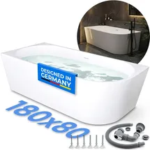 Aloni Halb-Freistehende Badewanne Eckwanne 180 x 80 cm (FB3400L)