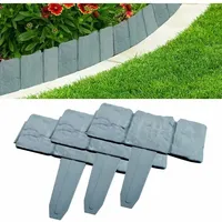 Ahlsen - Garteneinfassung – 10 Stück Garteneinfassung, Garten-Rasenkante, Zauneinfassung, grauer Kunststoff, Garten-Rasenkante, Palisadenzaun,