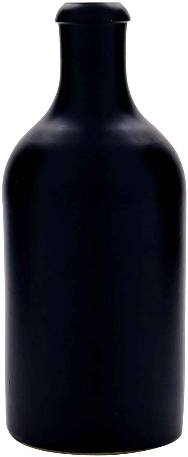 500 ml Bottiglia in ceramica, ceramica grès, nero, imboccatura: fascetta