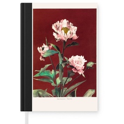 MuchoWow Notizbuch Blumen – Pflanzen – Farben – Rot – Vintage, Journal, Merkzettel, Tagebuch, Notizheft, A5, 98 Seiten, Haushaltsbuch bunt