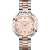 Bulova Damen Analog Quarz Uhr mit Edelstahl Armband 98P174