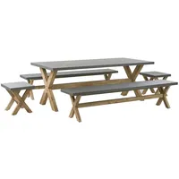 Beliani Gartenmöbel Set 8-tlg. Grau/Braun