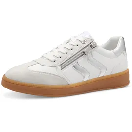 Marco Tozzi Sneaker flach mit Schnürsenkeln Freizeit, Weiß (White/Silver), 39