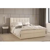 e-meubles Kontinentalbett, Boxspringbett, Bett mit bettkasten, Bonell-matratze und Topper, Doppelbett - Boxspringbett 05 - 160x200 - Beige - Hugo 01