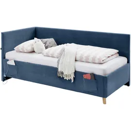 Meise Möbel meise.möbel Polsterbett Cool mit Lattenrost Cord blau Ocean 90 x 200 cm