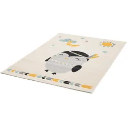 Kinderteppich "COCOON - Wunderwelt", beige (beige,gelb,hellblau), B:120cm H:6mm L:170cm, Polypropylen, PRIMAFLOR-IDEEN IN TEXTIL, Teppiche, Kurzflor, Motiv Pinguin
