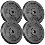 Train Hard® Hantelscheiben Set, 5/10/15/20/30/40/50/60kg,30/31mm Bohrung, Gusseisen, Gewichtsscheiben, Hantelgewichte, Fitness Scheiben (60kg, B:15x4)