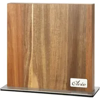 OLEIO breiter magnetischer Messerblock I Akazienholz mit Edelstahlsockel