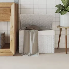 vidaXL Wäschekorb mit Deckel Weiß 55,5x35x34 cm Poly Rattan