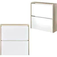 [en.casa] Schuhkipper, Sonoma Eiche, Rechteckig, 17x67x63 cm, Garderobe, Schuhaufbewahrung,