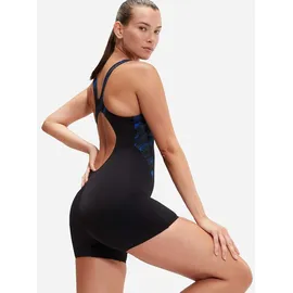 Speedo Hyperboom Splice Badeanzug für Damen, Schwarz/Blau, 38