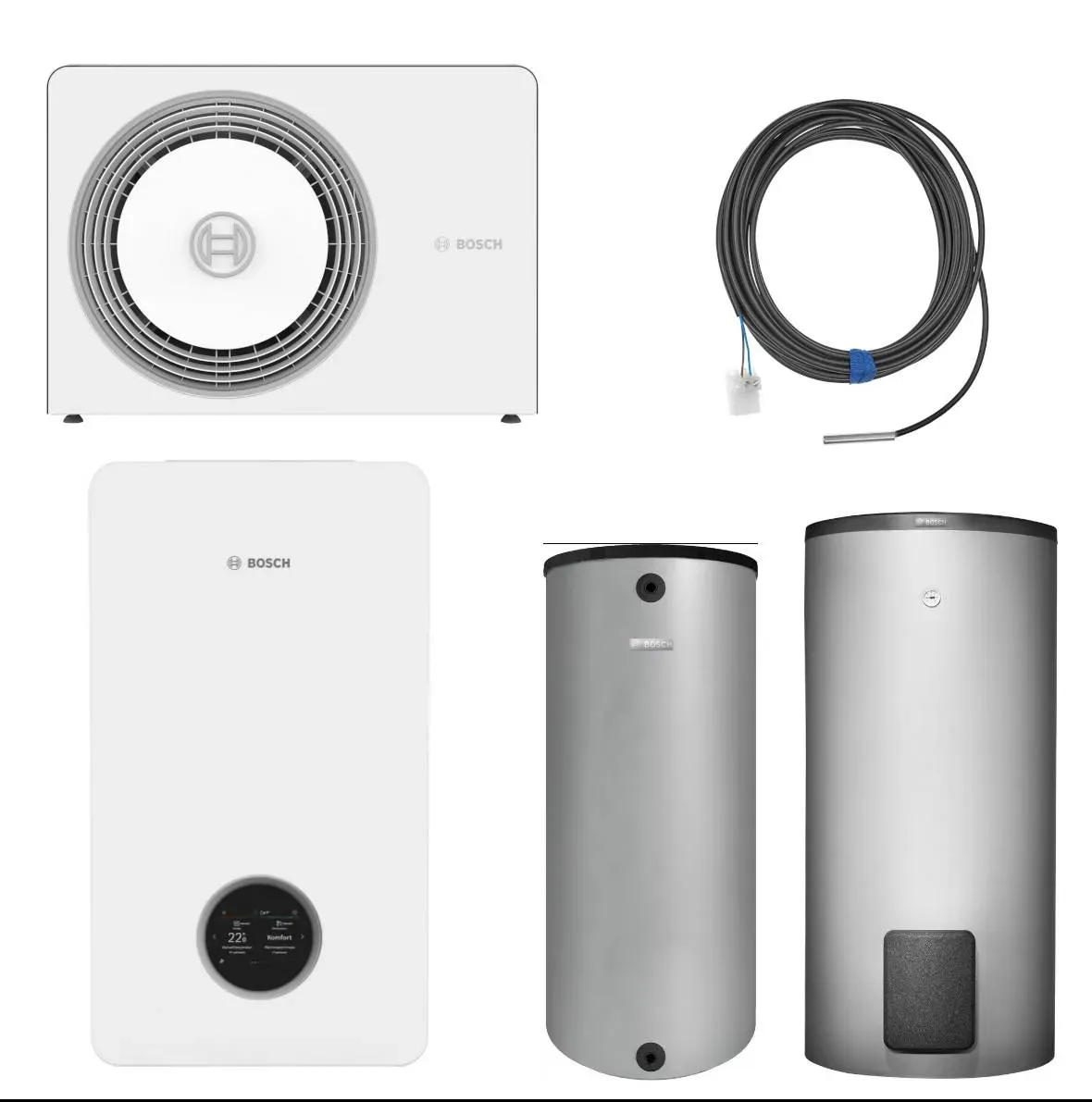BOSCH 12 kW Wärmepumpen-Komplett Set  AW 12 OR-T, CS6800iAW 12 E, BH200,WH370