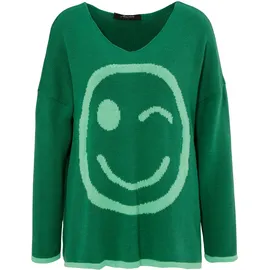 Aniston CASUAL Strickpullover mit eingestricktem Smiley Grün 32/34