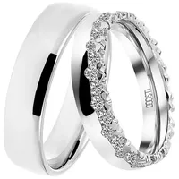 DOOSTI Trauring Schmuck Geschenk Silber 925 Trauring Ehering Partnerring LIEBE, wahlweise mit oder ohne Zirkonia silberfarben 64