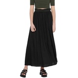ONLY Damen Rock | Einfarbiger Plissee Skirt mit Gummizug | Wadenlanges Basic ONLVENEDIG, Farben:Schwarz, Größe:S