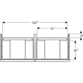 Geberit Waschtischunterschrank 4 Schubladen 118,4 x 61,5 x 47,6 cm Sandgrau