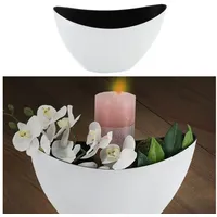 Cepewa Dekoschale │ 29x18x12cm Kunststoff weiß schwarz │ Pflanzschale