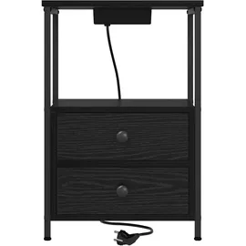 vidaXL Nachttisch mit Ladestation Schwarze Eiche Holzwerkstoff