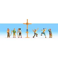 NOCH 36874 N FIGUREN - Bergwanderer mit Gipfelkreuz, 6 Figuren + Kreuz