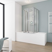 Schulte Duschabtrennung faltbar für Badewanne 70-80 cm, Kunstglas Softline hell, alunatur,