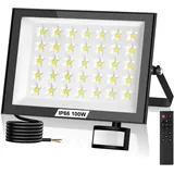 Lightasea 100W LED Strahler mit Bewegungsmelder Außen,10000LM Außenlampe mit Fernbedienung,6500K Kaltweiß Superhell LED Außenstrahler,IP66 Wasserdicht LEDs Fluter,für Garten,Garage,Innenhöfe