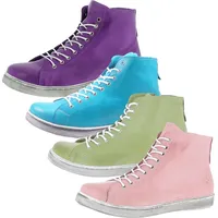 Andrea Conti 0341500 Damen Schnürboots mit Reißverschluss High Top Leder, Größe:38 EU, Farbe:Blau