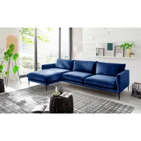 Polsterecke TRENDS BY HG "Svea L-Form", blau, B:288cm H:80cm T:155cm, Sofas, Recamiere rechts oder links, mit Metallfuß, frei im Raum stellbar