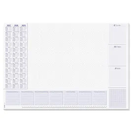 Sigel H7355 Papier-Schreibtischunterlage DIN A2, Kalender 2027-2029 und Wochenplan, 30 Blatt, Schreibunterlage zum Abreißen aus nachhaltigem Papier