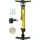Dunlop Fahrradpumpe mit Manometer - Luftpumpe Fahrrad für Dunlop-, Schrader- und Französisches Ventil - Standluftpumpe inkl. Adapter für Wasserspielzeug und Bälle - gelb