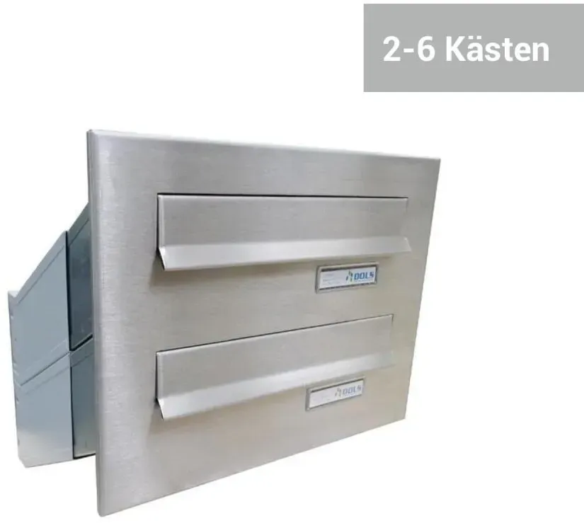 DV-Serie 2-6-fach Edelstahl Durchwurfbriefkastenanlage - Tiefe 23-50 cm