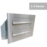 DV-Serie 2-6-fach Edelstahl Durchwurfbriefkastenanlage - Tiefe 23-50 cm
