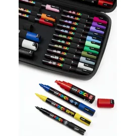 Posca 186840 - POSCA Marker Set, 40 Acrylstifte in Strichbreiten PC-1MC, PC-3M, PC-5M, PC-8K