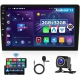 Hodozzy 2GB 32GB Android Autoradio Wireless Carplay Android Auto, Radio 2 Din 9 Zoll Touchscreen Autoradio Bluetooth DSP HiFi FM RDS Radio GPS Navi WiFi Rückfahrkamera Globales Wetter