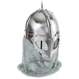 Battle-Merchant Wikinger Brillenhelm mit Kettenbrünne, 2mm Stahl - Schaukampfhelm
