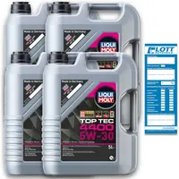 4x 5 Liter Liqui Moly Motorenöl Motoröl Motorenoel 20 L Top Tec 4400 5W-30 3751