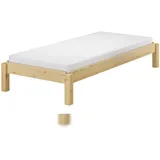 Erst-Holz Kurzes Stapelbett 90x190 stapelbare Liege Kiefer Massivholzbett V-60.48-09-190 Rollrost und Matratze inkl.