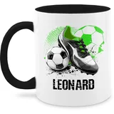 Tasse Tassen 325ml - Personalisiertes Fußballgeschenk mit Namen | Geschenke für Fußballfans | Geschenke Fußball - 325 ml - Schwarz - personalisierter fussball kinder name fußballer