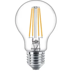 Philips LED-Leuchtmittel Birnenform A60, E27, 7 W, warmweiß 2700 K, klar, nicht dimmbar, nicht Smart Home-fähig