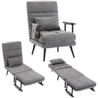 Homcom Schlafsessel 3 in 1 Chenille 67 x 96 x 73 cm Grau mit Kissen