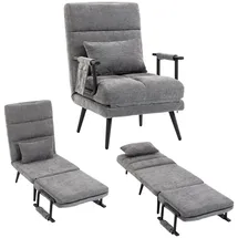 Homcom Schlafsessel 3 in 1 Chenille 67 x 96 x 73 cm Grau mit Kissen