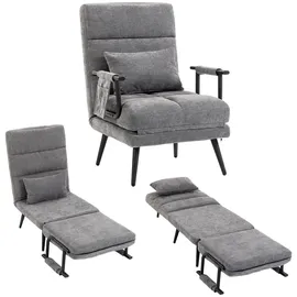 Homcom Schlafsessel 3 in 1 Chenille 67 x 96 x 73 cm Grau mit Kissen
