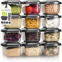 idea-station Gefrierdosen 250ml mit Deckel 12 Stück - anthrazit - stapelbare Dosen mit Deckel - kleine Frischhaltedosen - Behälter zum Einfrieren